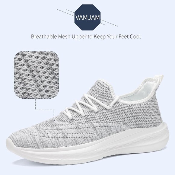 ⚡Men WhiteGrey Fashion Mesh Non Slip Lightweight Workout Breathable Gym Sneakers - Picture 3 of 6